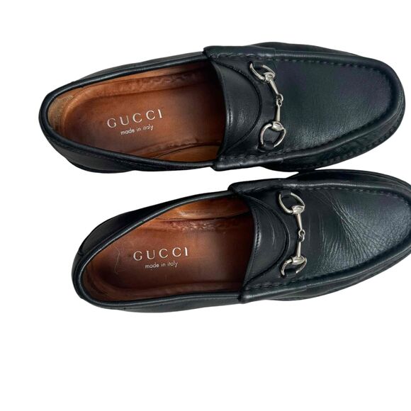 Gucci Black Leather Horsebit Lug Sole Loafers Silver Bit Detail Preppy Designer - Picture 10 of 13